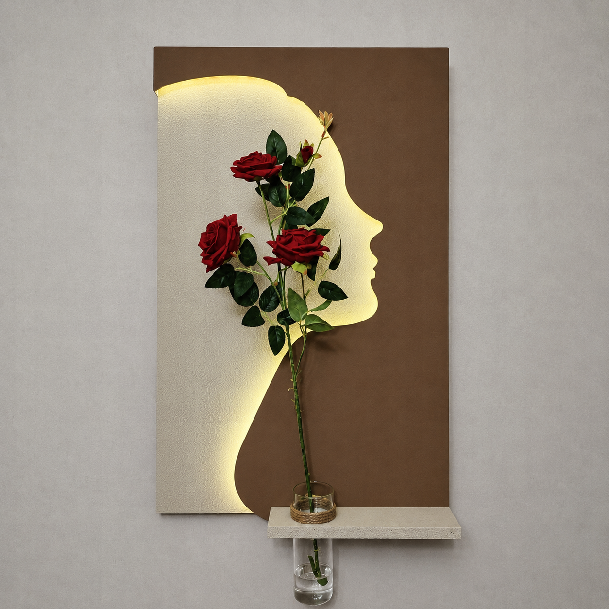 50x90 LED’li Tablo – Vazolu Özel Tasarım Duvar Dekoru Kız Model