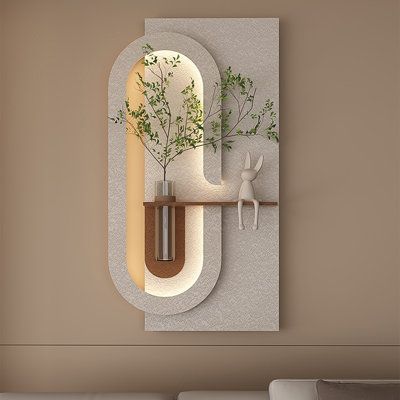 50x90 LED’li Tablo – Vazolu Özel Tasarım Duvar Dekoru Beyaz Çita