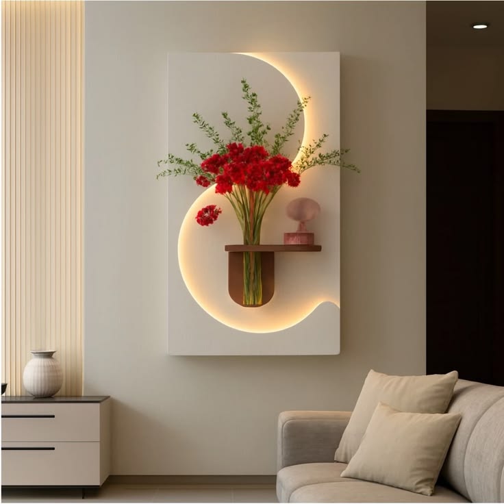 65x107 LED’li Tablo – Vazolu Özel Tasarım Duvar Dekoru