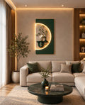 Modern LED Işıklı Duvar Dekoru & Tablo Raflı Ahşap Paneli – 50x90 cm